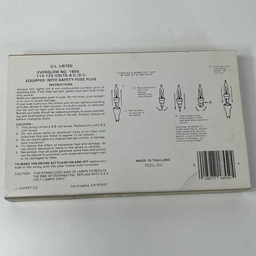 Lot Of 2 Everglow 35 Miniature Christmas Lights Multicolor Steady Flashing Vtg